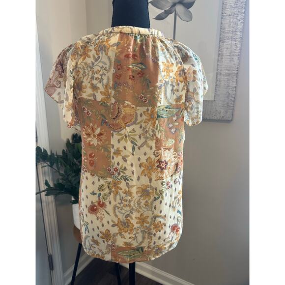 NWT Maison d' Amelie Floral V-Neck Flutter Sleeve Blouse Sz. XS - Picture 13 of 13